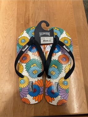 Vilebrequin Blanc 010 Flower Sandals New Size 44/45